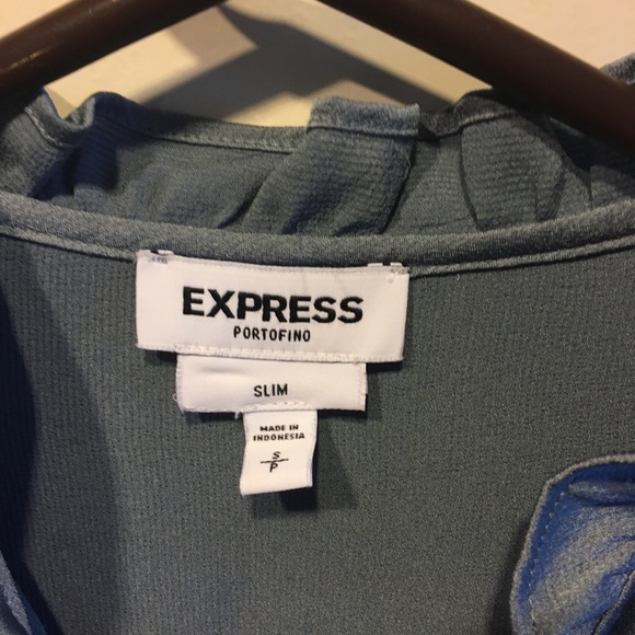 Express Portofino Silvery/blue long sleeve dainty Blouse. Size s/p - Picture 3 of 6